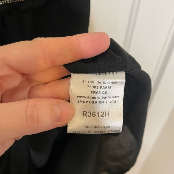 Sandro Paris Rapprochement Mesh and Chain Detail Textured Frayed Trim Mini Dress - Picture 4 of 12